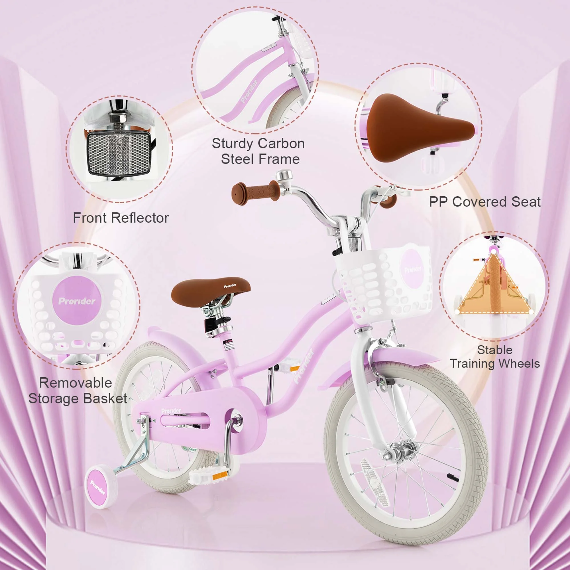 Costway 18'' Kids Bike Toddler Bicycle with Training Wheel Kickstand for 4-8 Years Old Pink