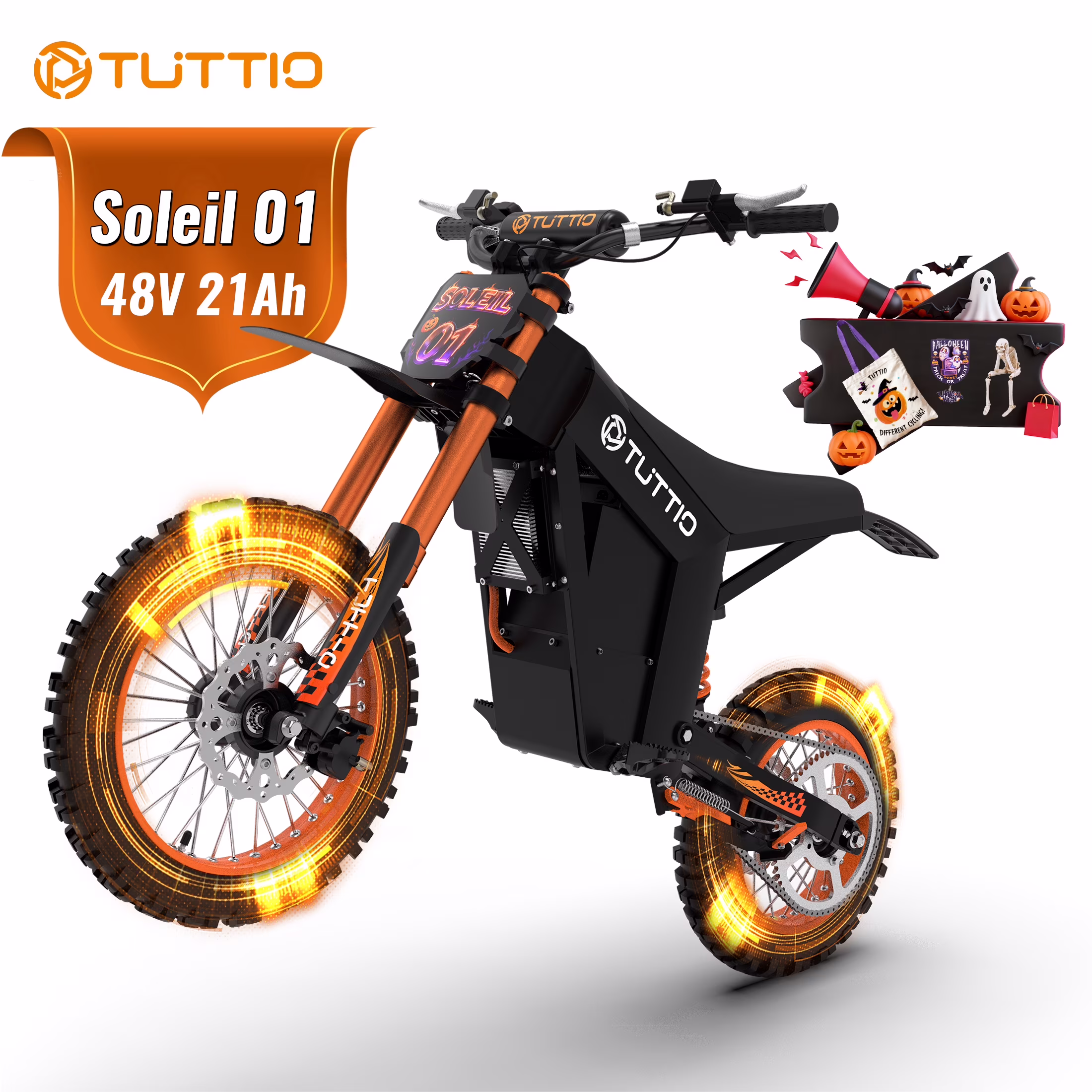 TUTTIO Soleil01 Electric Dirt Bike for Adults,2000W Motor,48V 21Ah Battery, 200N.m High Torque,Max 37Mph,All Terrain Motorized Dirt Bikes