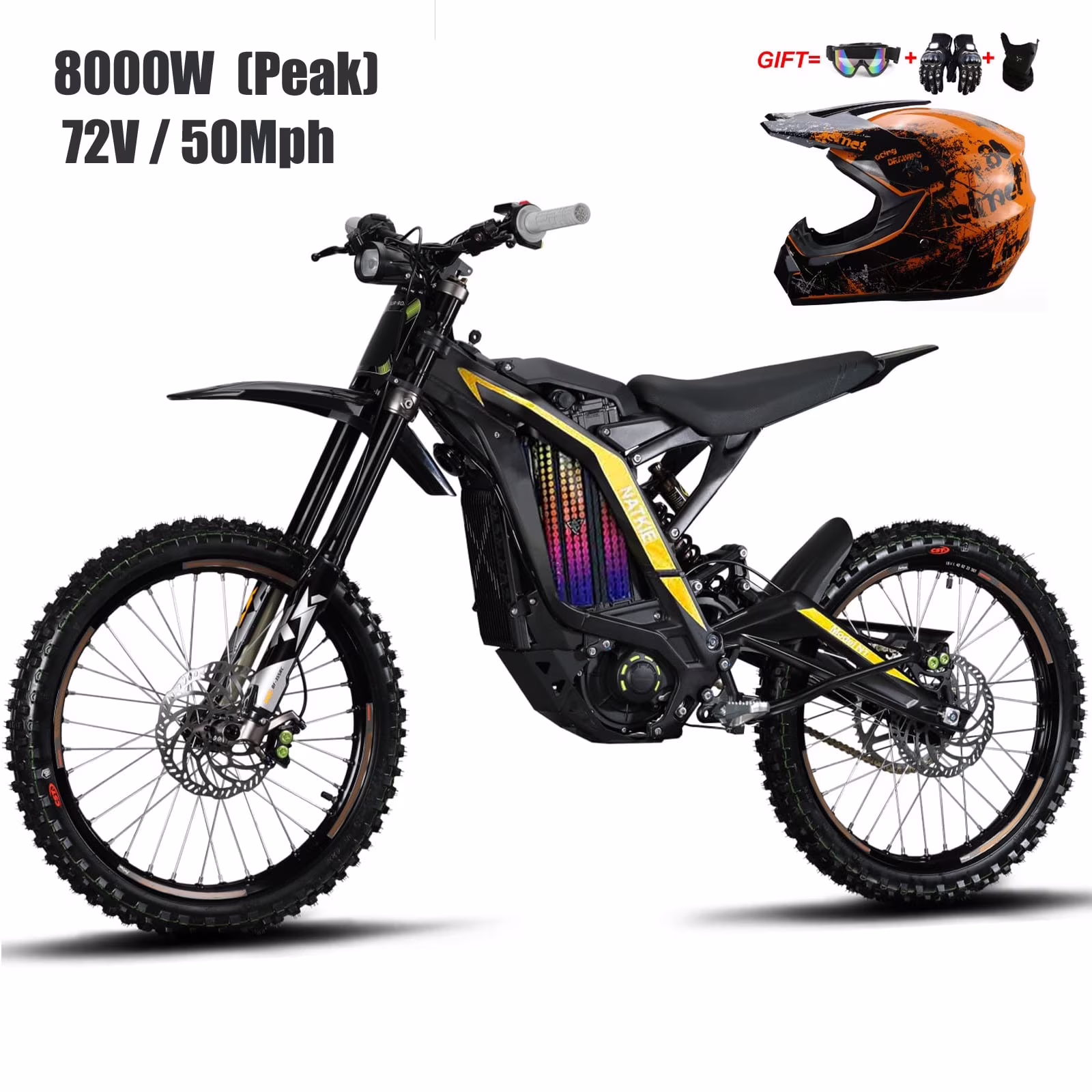 Electric Motorcycle Bike for Adults, Electric Dirt Bike 8000W(Peak) Mid-Mounted Motor 72V/30AH Removable Battery, Max Speed 50MPH/76Miles Off Road Electric Mountain Bike, Dual LED Headlight