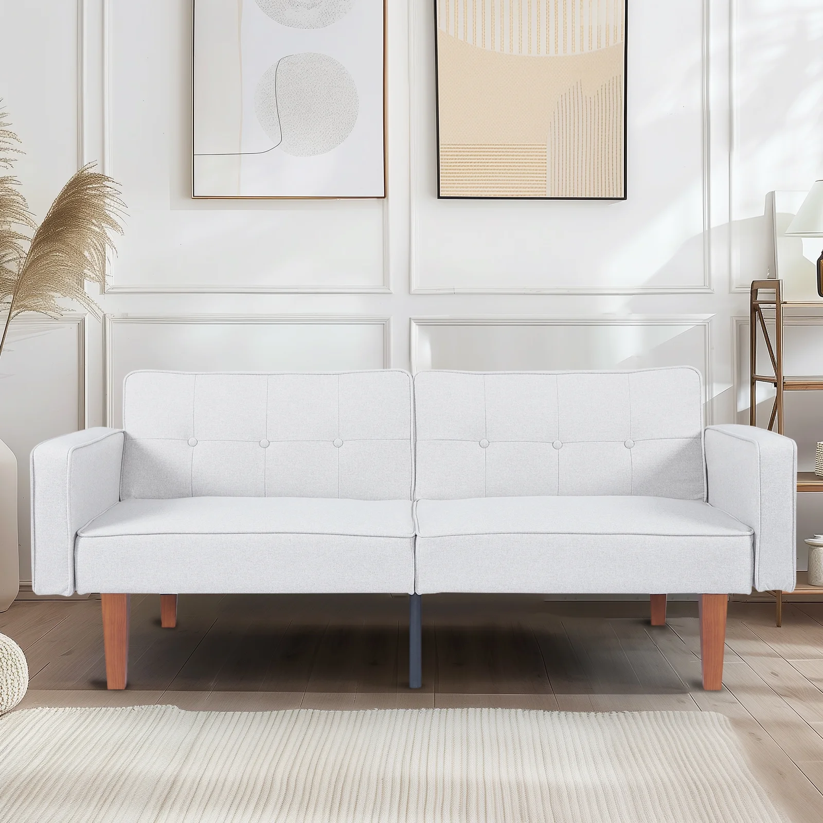 Sofa Bed, Convertible Memory Foam Futon Couch, Adjustable Sleeper Sofa Bed for Living Room, Gray