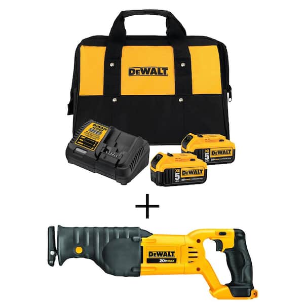 20V MAX Cordless Reciprocating Saw, (2) 20V MAX XR Premium Lithium-Ion 5.0Ah Batteries, and Charger