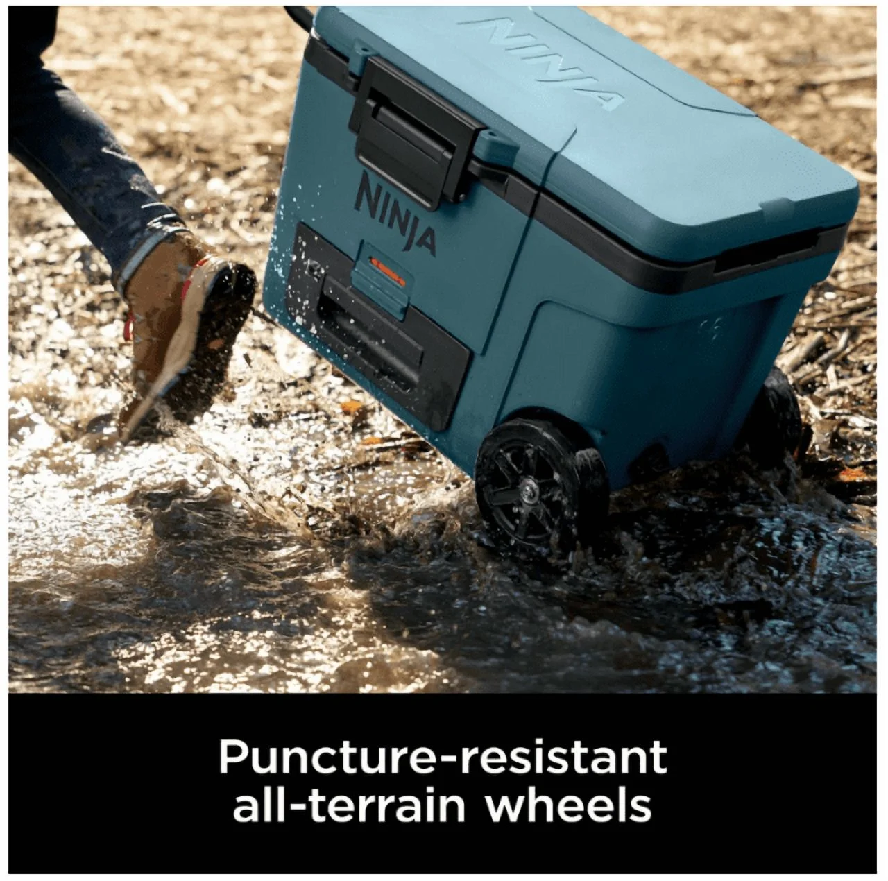 Ninja | Cooler | FrostVault 45QT Cooler with Wheels | Insulated with Temp Dry Storage Drawer | Keeps Ice Cold for Days | for The Beach, Camping, Picnics & More | Ocean Blue | FB245AOB