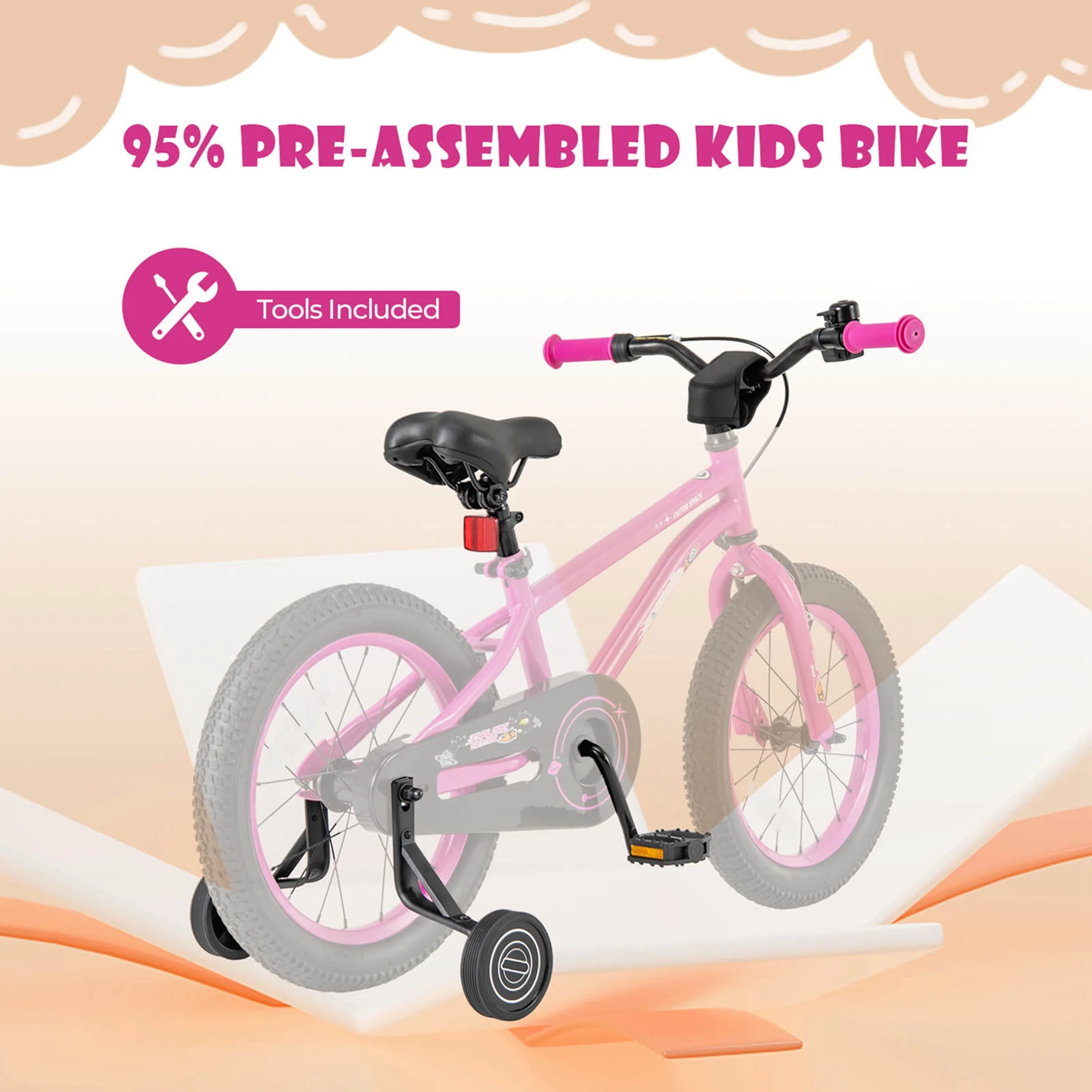 Costway 16-Inch Kid��s Bike for 4-7 Years Old with Adjustable Saddle & Anti-slip Handlebar Black