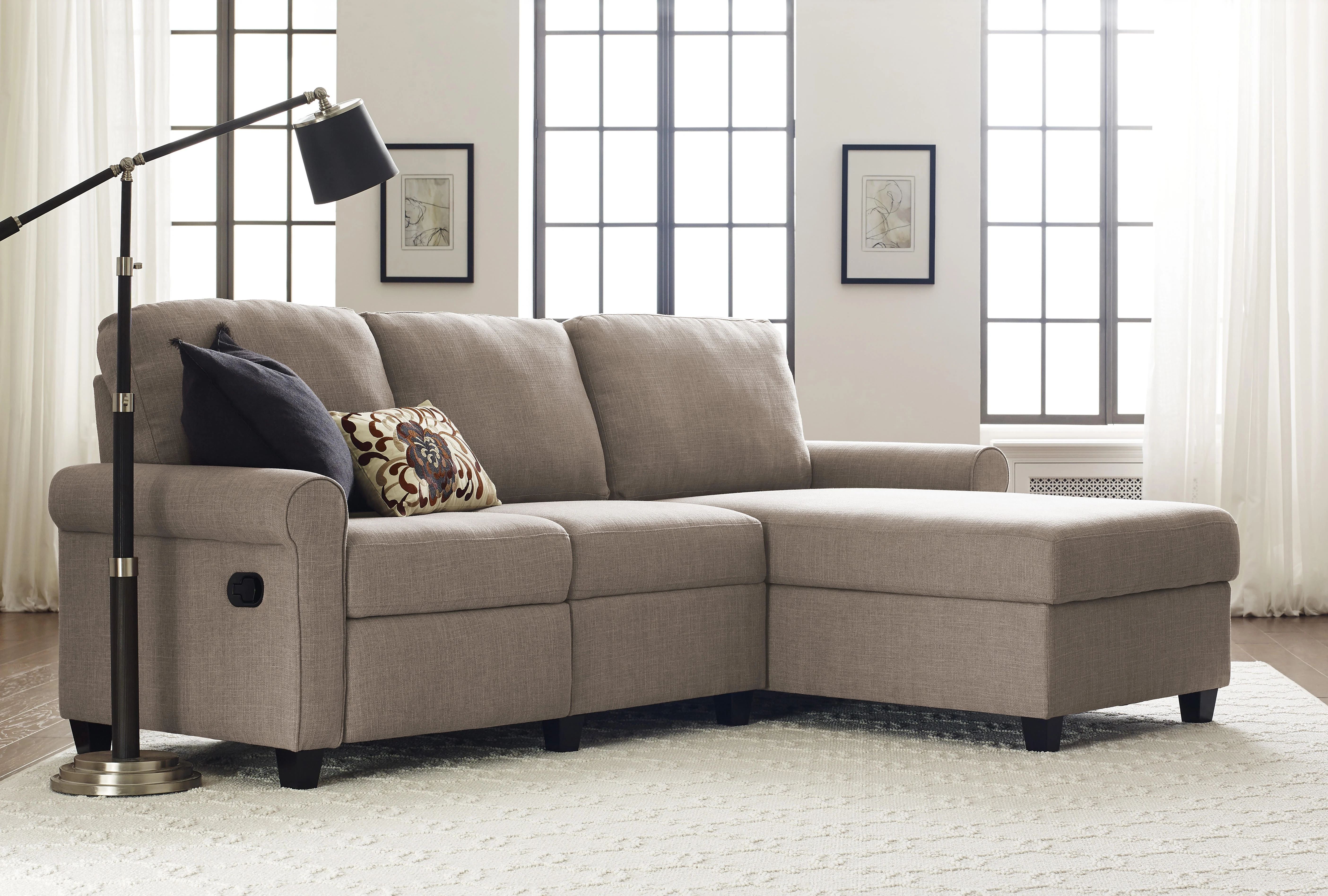 Serta Copenhagen Reclining Sectional with Right Storage Chaise - Oatmeal