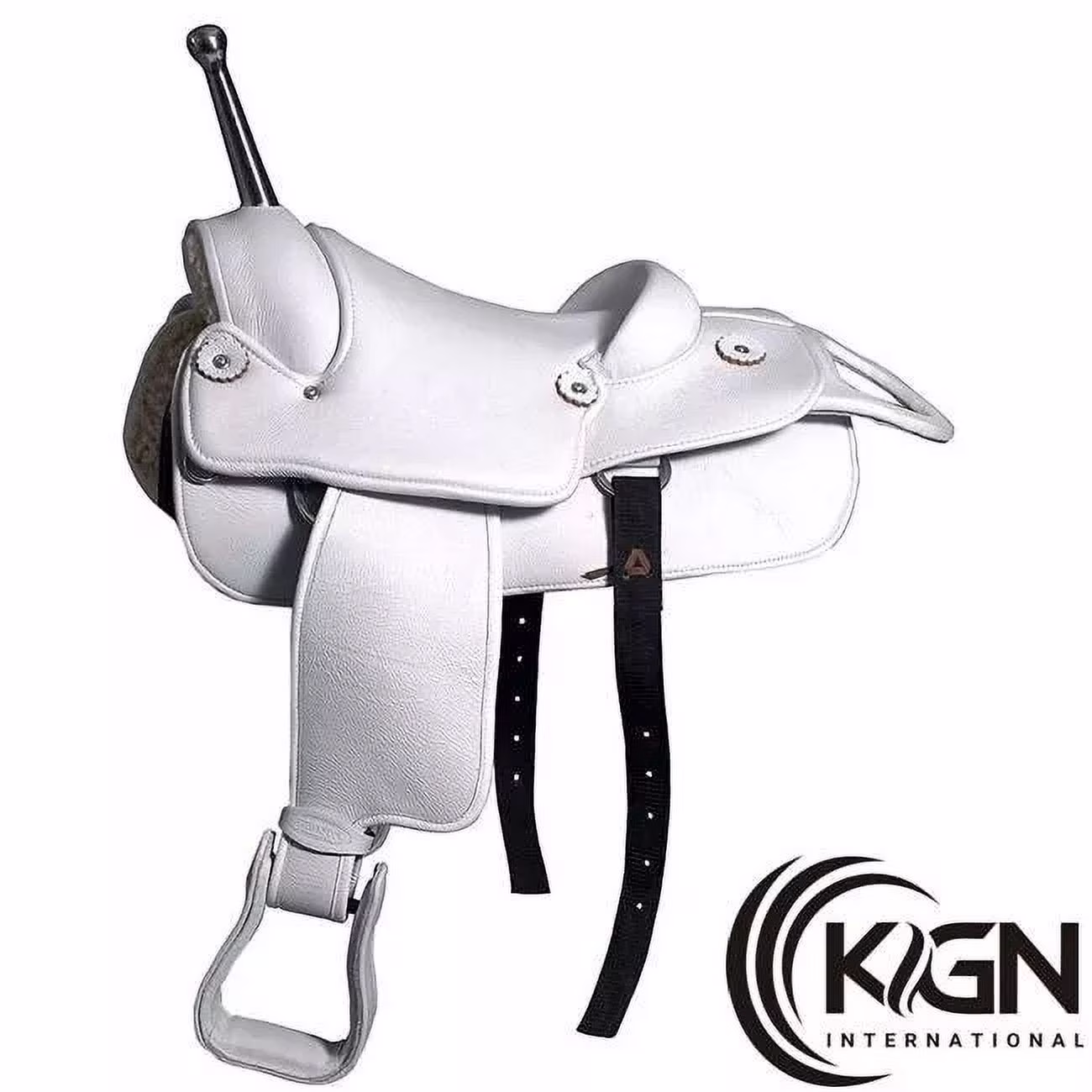 KGN Leather Barrel Racing Horse Saddle, White