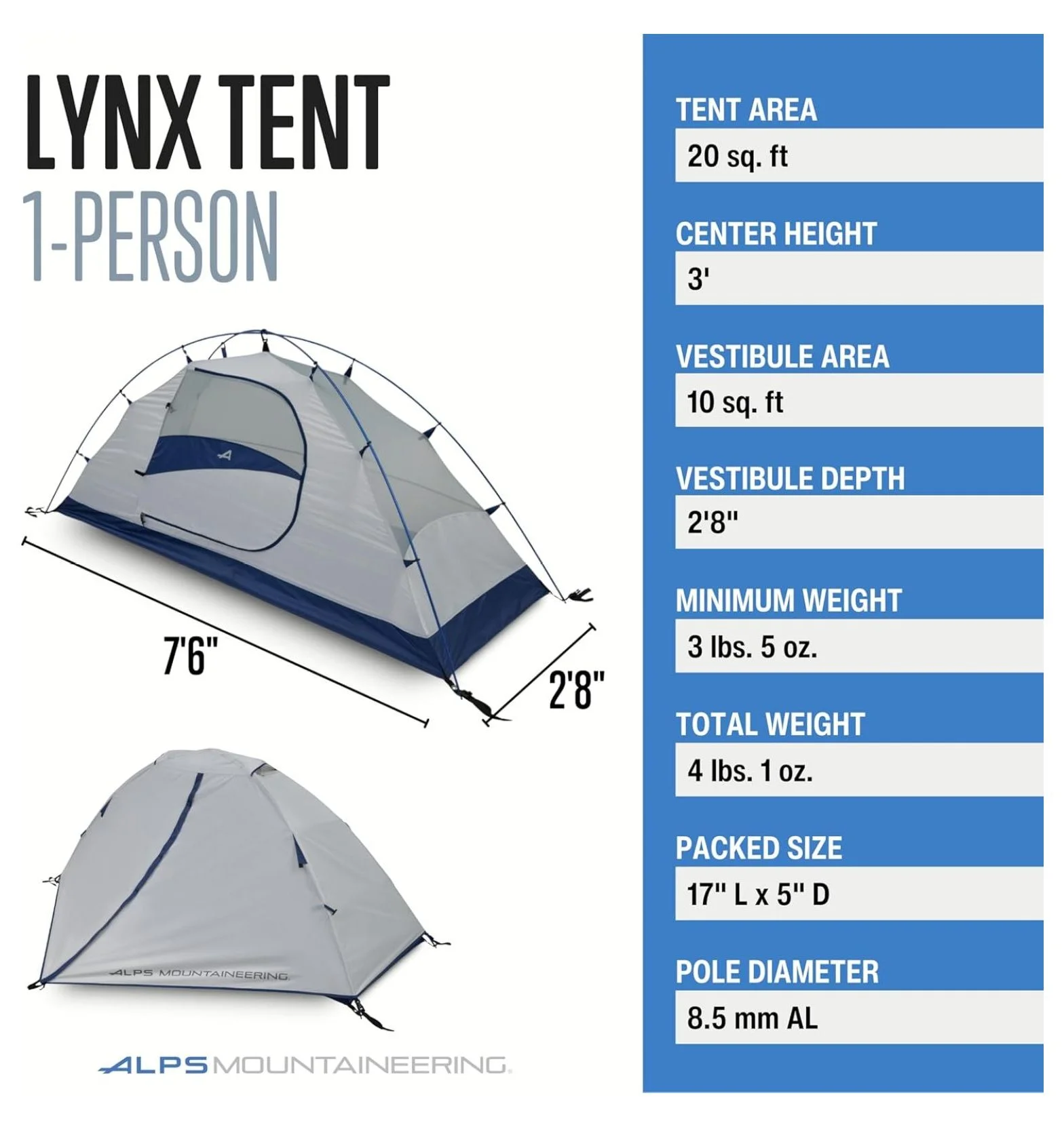Lynx 1-Person Lightweight Backpacking Tent Dark Teal/Gray