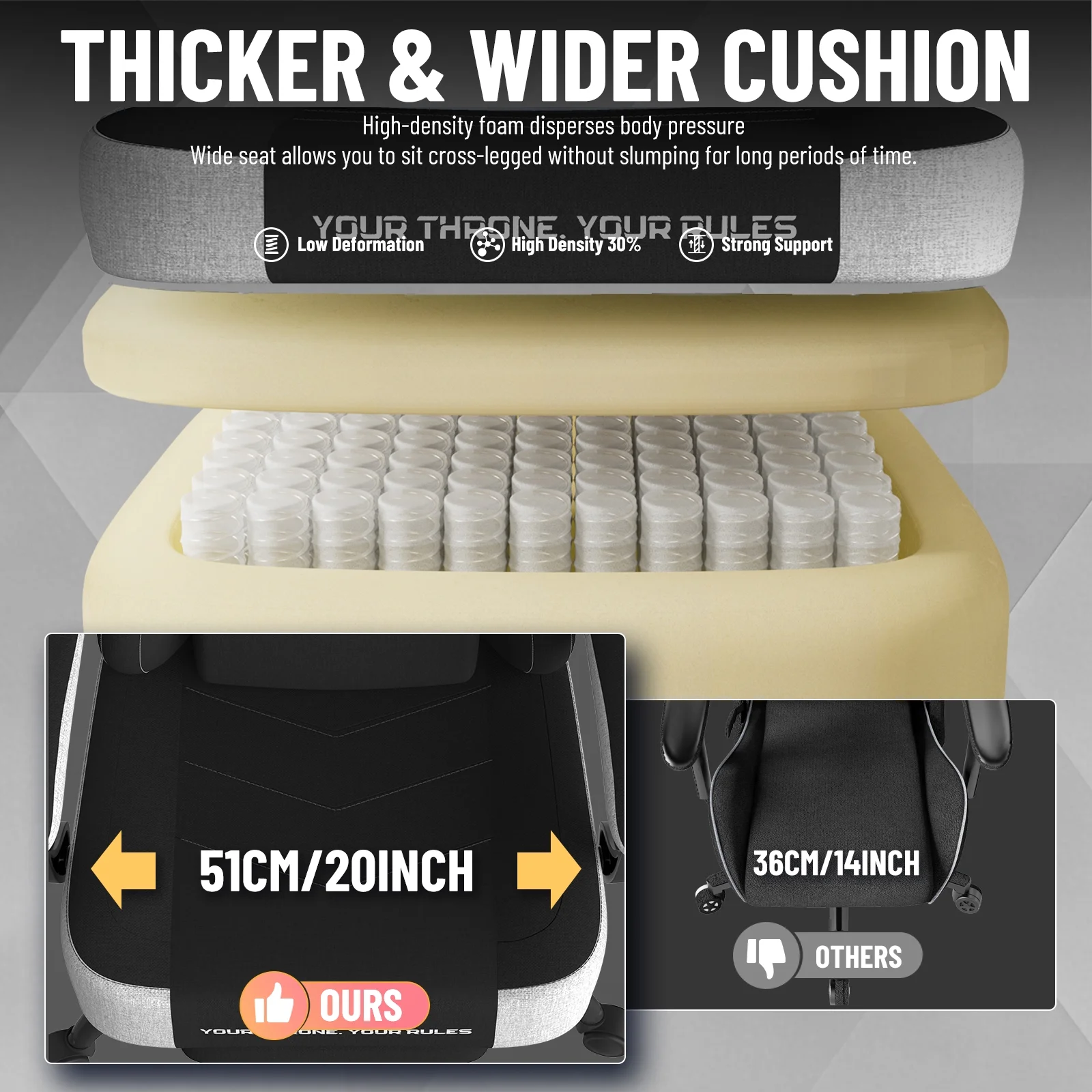 SOONTRANS Gaming Chair for Adults, Ergonomic Linen Fabric Computer Chair with Massage Lumbar Pillow, Gamer Game Chair with Adjustable Headrest, Comfortable Office Chair for Home, White