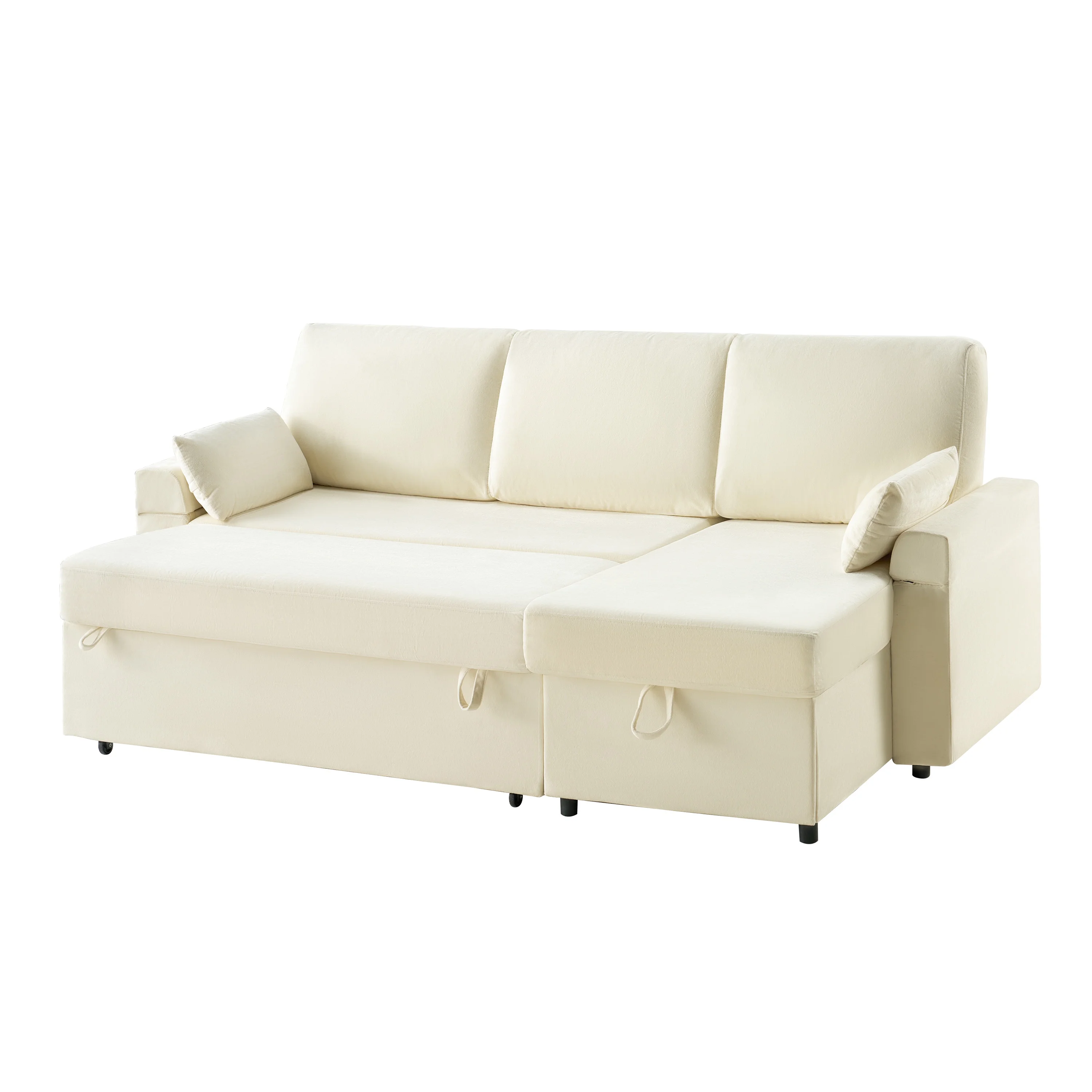 VANACC Sofa Bed, Adult Sleeper Sofa with Storage Chaise, Pull Out Couch for Bed Room, Gray Chenille