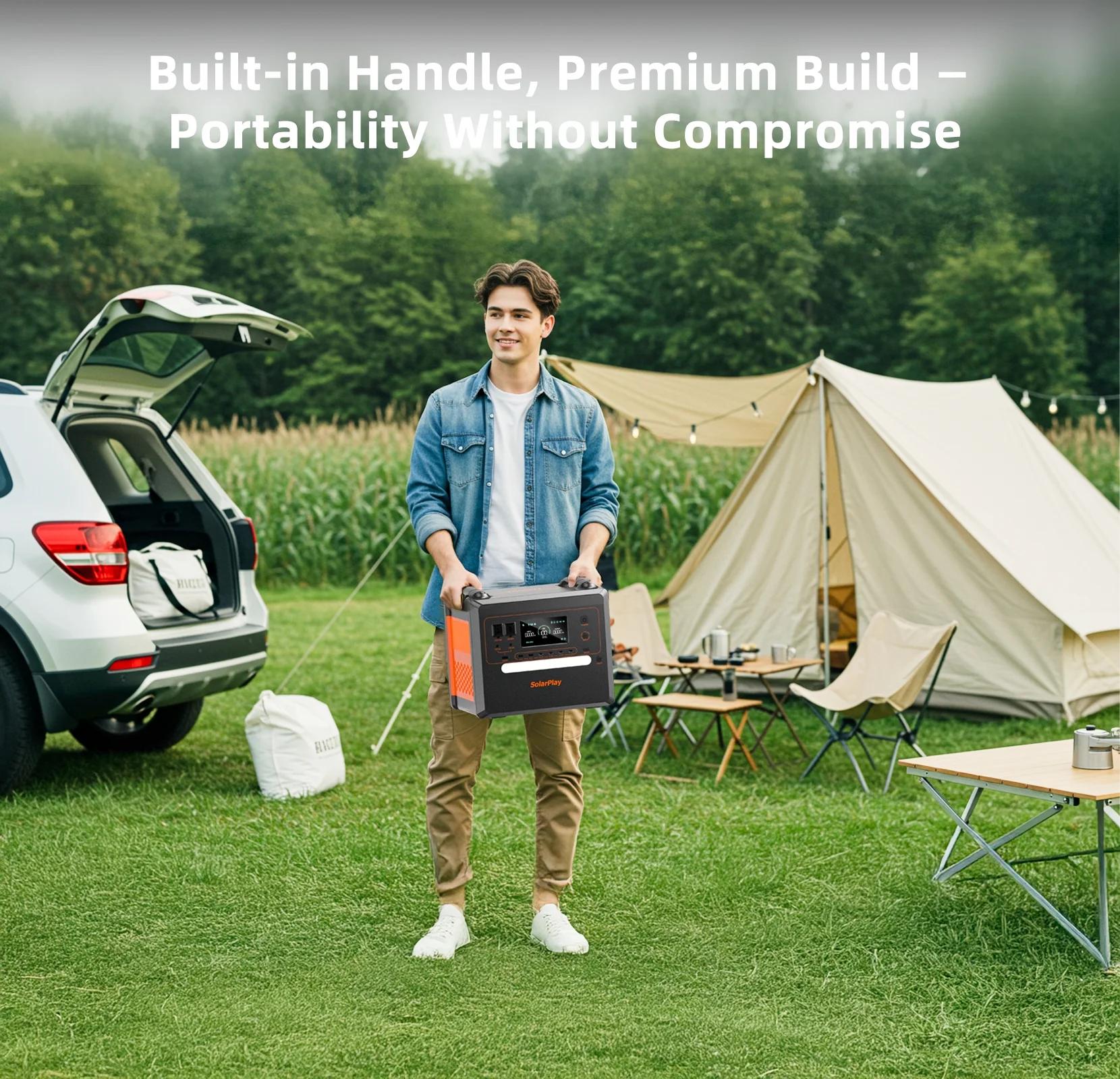 Solarplay 2400W(4800W Peak) Solar Generator, with 400W Solar Panel,2160Wh Portable LiFePO4 Battery Power Station for Camping Home Backup RV