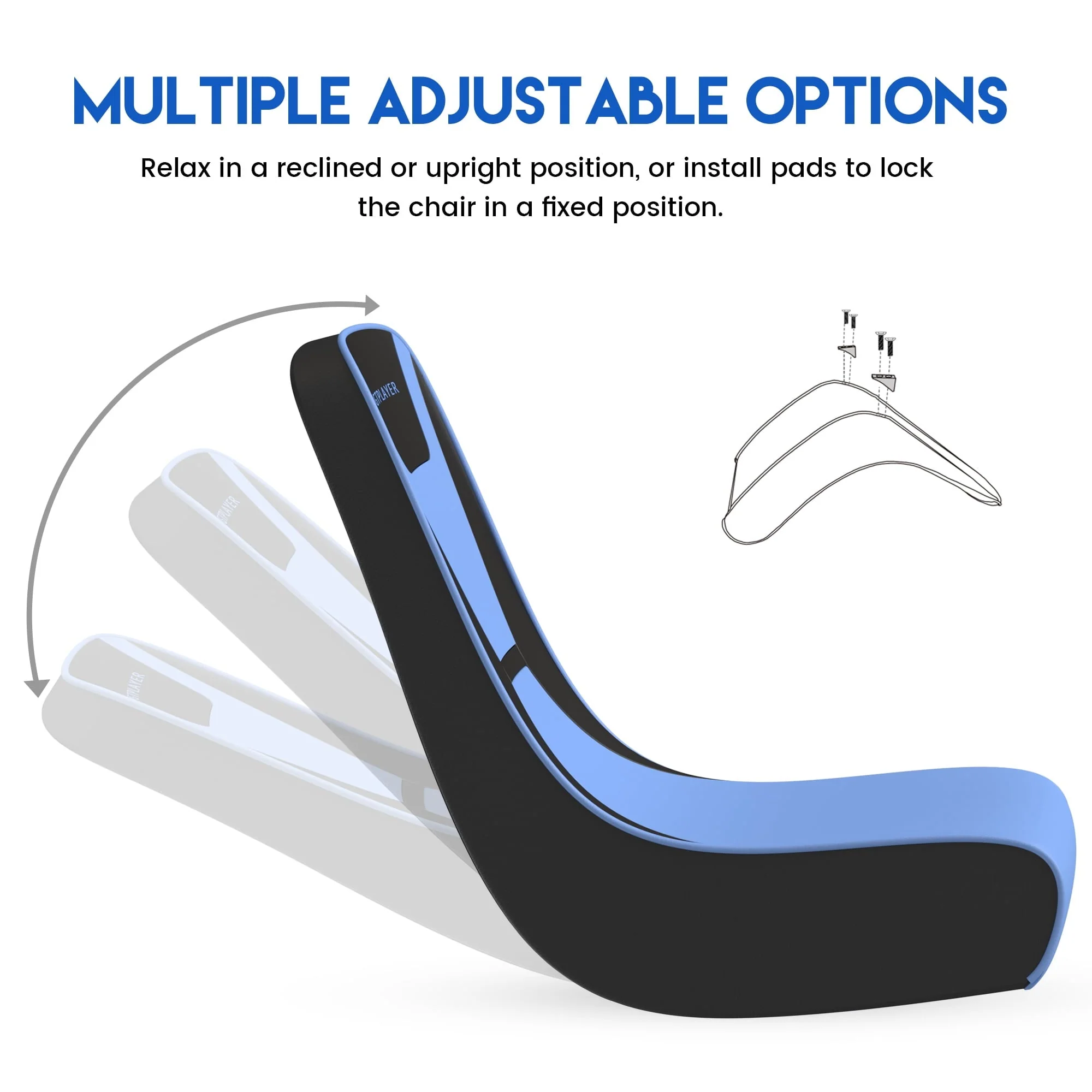 GTRACINGFaux Leather Floor Rocker Video Gaming Chair, Blue