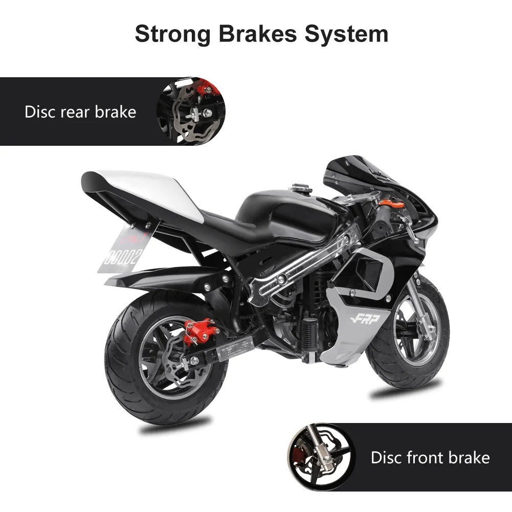 FRP 2 Stroke Pocket Bike 02, Mini Bike for Kids Max Weight 165 LB, Streamline Style Mini Pocket Bike W/ Strong Dual Brakes, Racing Pocket Rocket Max Speed 20 Mph, Blue