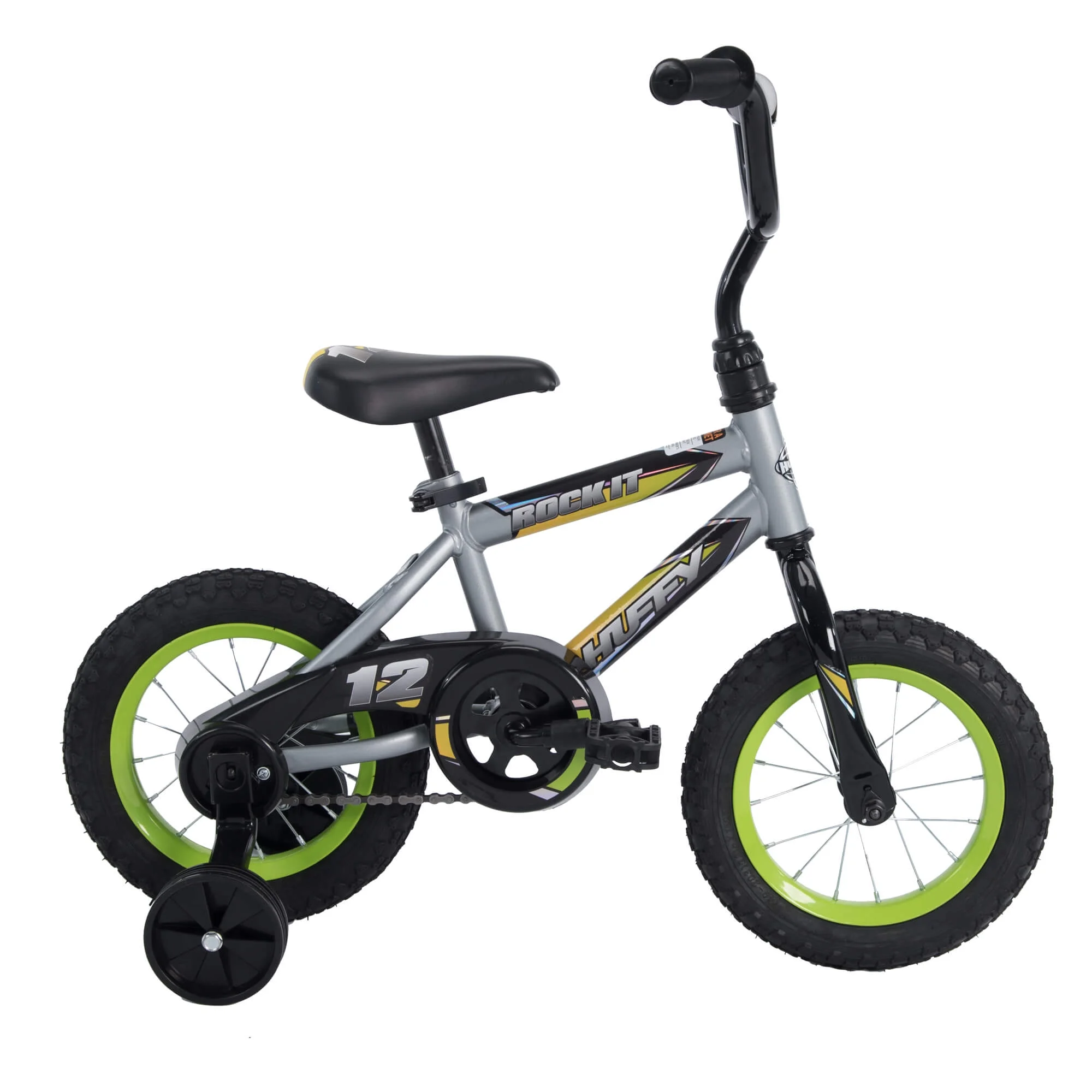 12 in. Rock It Boy Kids Bike, Grey Matte and Lime