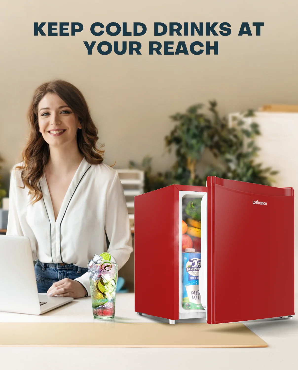 Upstreman 1.7 Cu ft Mini Fridge with Freezer Single Door Compact Refrigerator, Low Noise, Energy Saving, Adjustable Temperature, Reversible Door, for Home Office Dorm, Black FR17