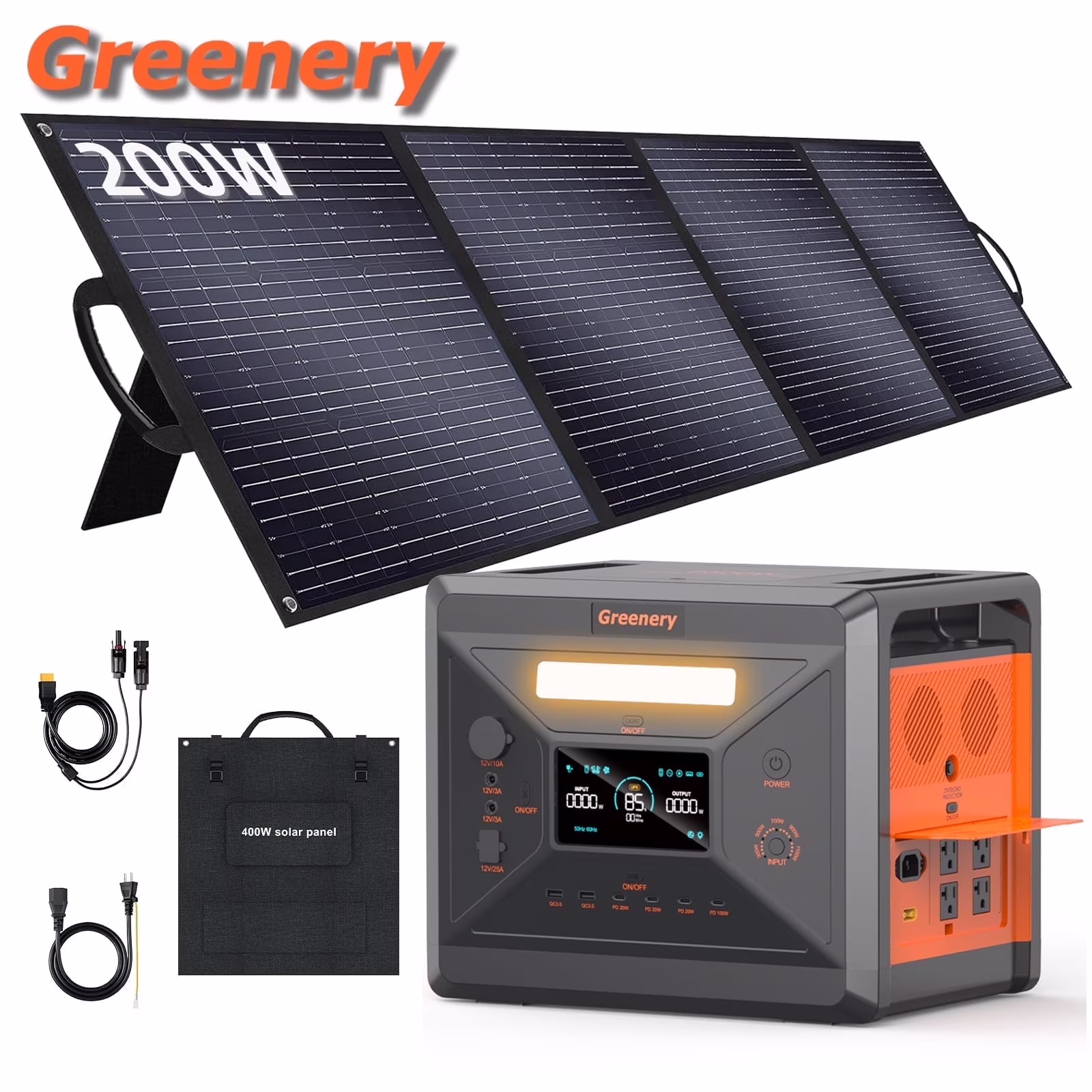 Solarplay 2400W(4800W Peak) Solar Generator, with 400W Solar Panel,2160Wh Portable LiFePO4 Battery Power Station for Camping Home Backup RV