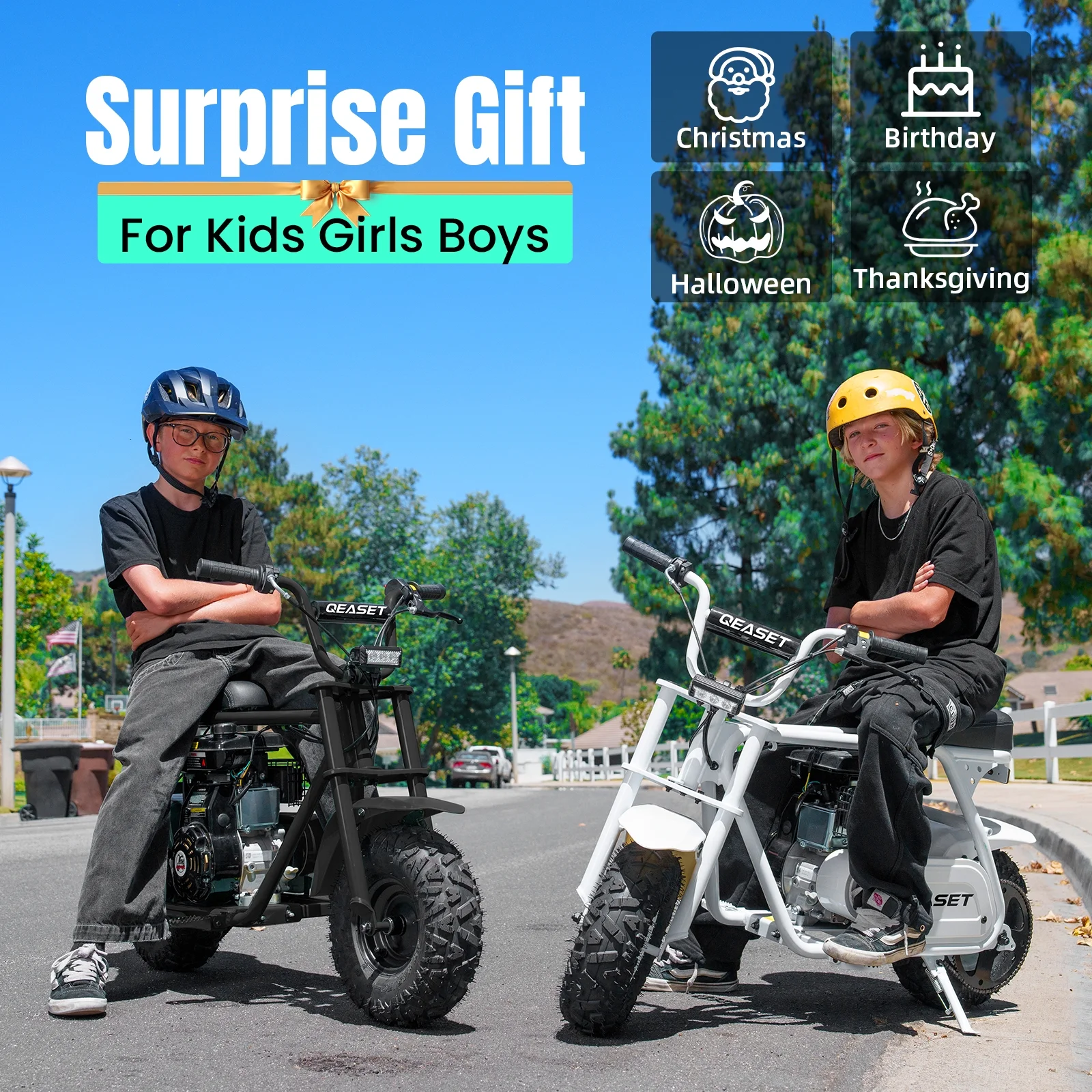 QEASET MB001 Gas Powered Mini Dirt Bike 99CC for Teens and Adults, 25MPH Off Road Motorcycle, Weight Support Up to 200 LBS - Black