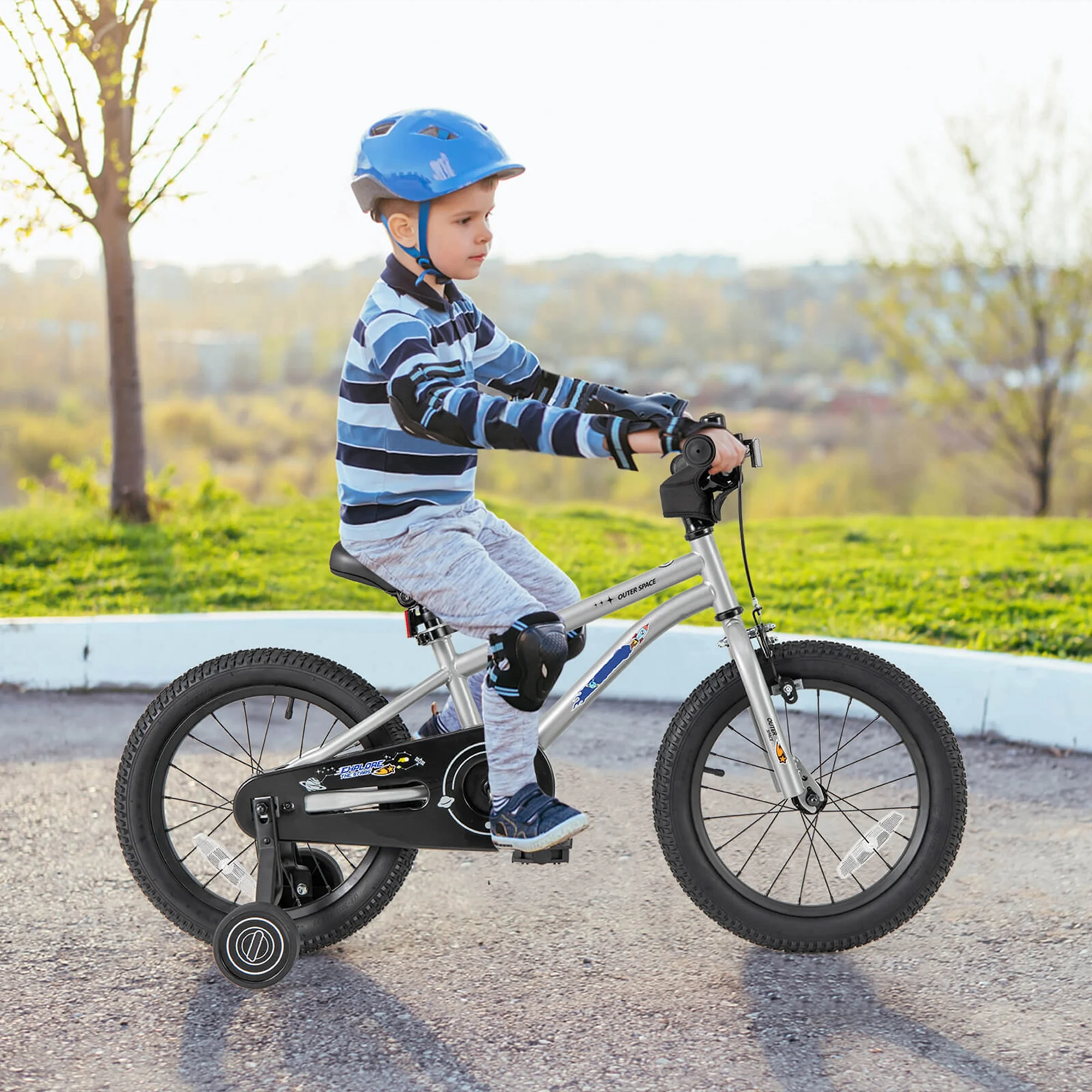 Costway 16-Inch Kid��s Bike for 4-7 Years Old with Adjustable Saddle & Anti-slip Handlebar Black