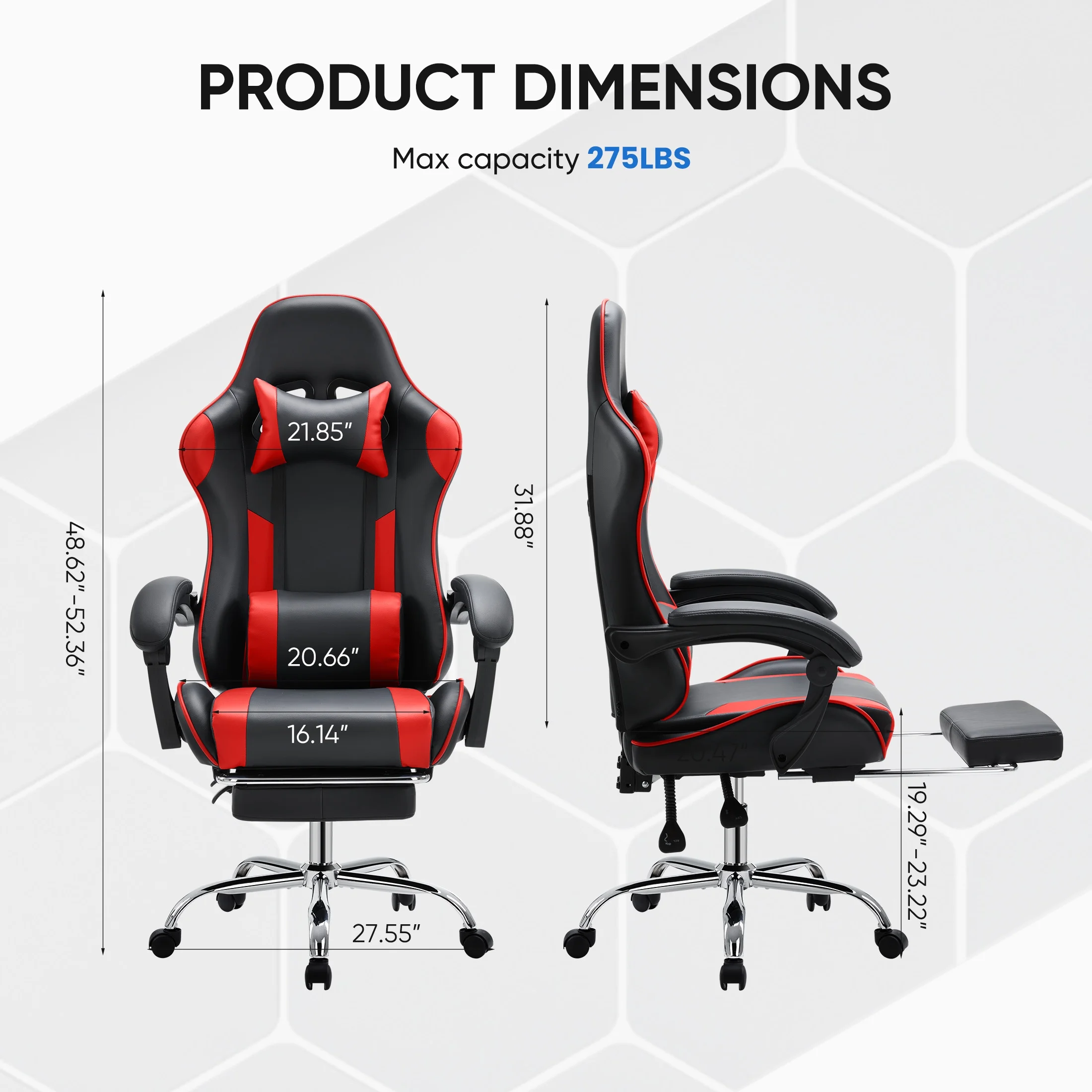 EDX Ergonomic Gaming Chair High Back Office Chair with Lumbar Support and Adjustable Armrests Swivel Racing Chair, Black and Gray