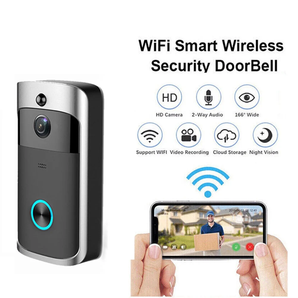 2PCS Ring & Video Doorbell with Camera Wireless WiFi Security Phone Bell 720PHD ��Video Doorbell Camera, Wireless Doorbell Camera with Chime