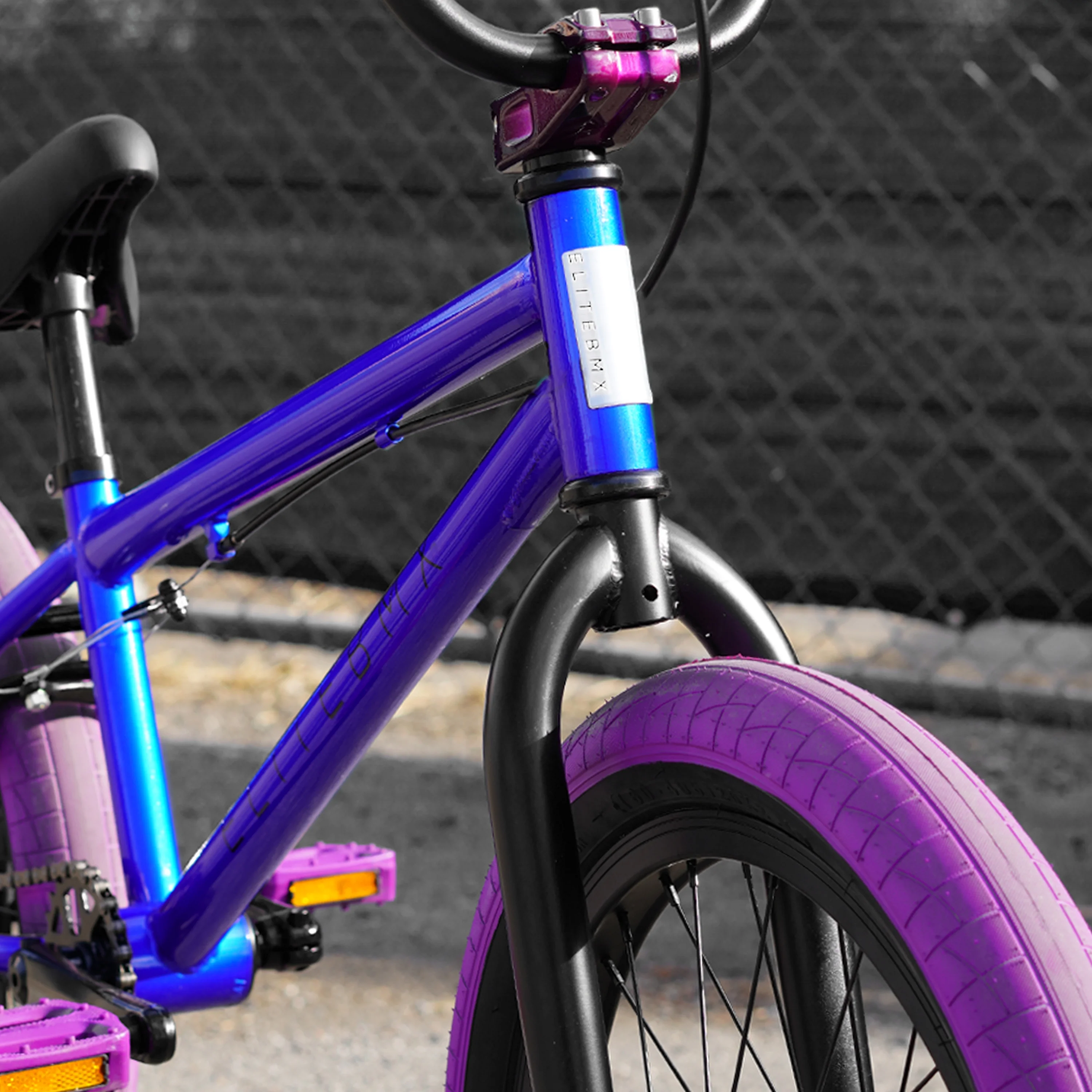 Elite BMX Bicycle 20�� Freestyle Bike - Stealth Blue Purple Ideal for Ages 7 to 18 Years