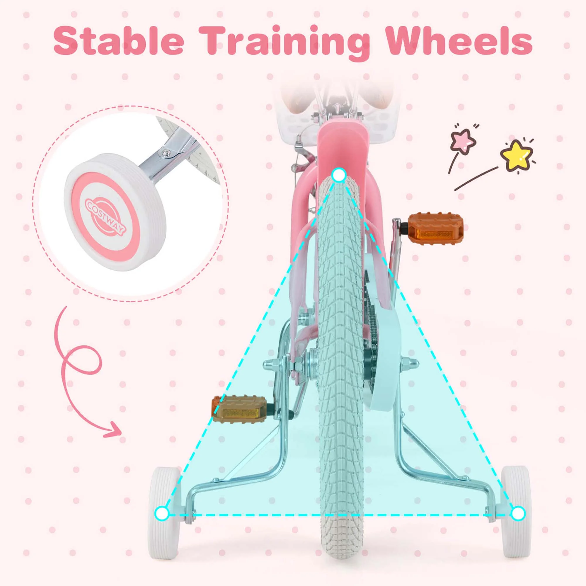 Costway 18'' Kids Bike Toddler Bicycle with Training Wheel Kickstand for 4-8 Years Old Pink