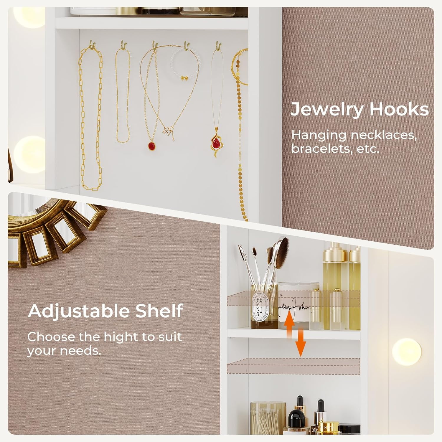 Makeup Vanity Desk with Lighted Mirror & Charging Stations & 6 Drawers Large Vanity Table Bedroom Dressing Table with Glass Tabletop&Side Cabinet&Glass Tabletop, Black