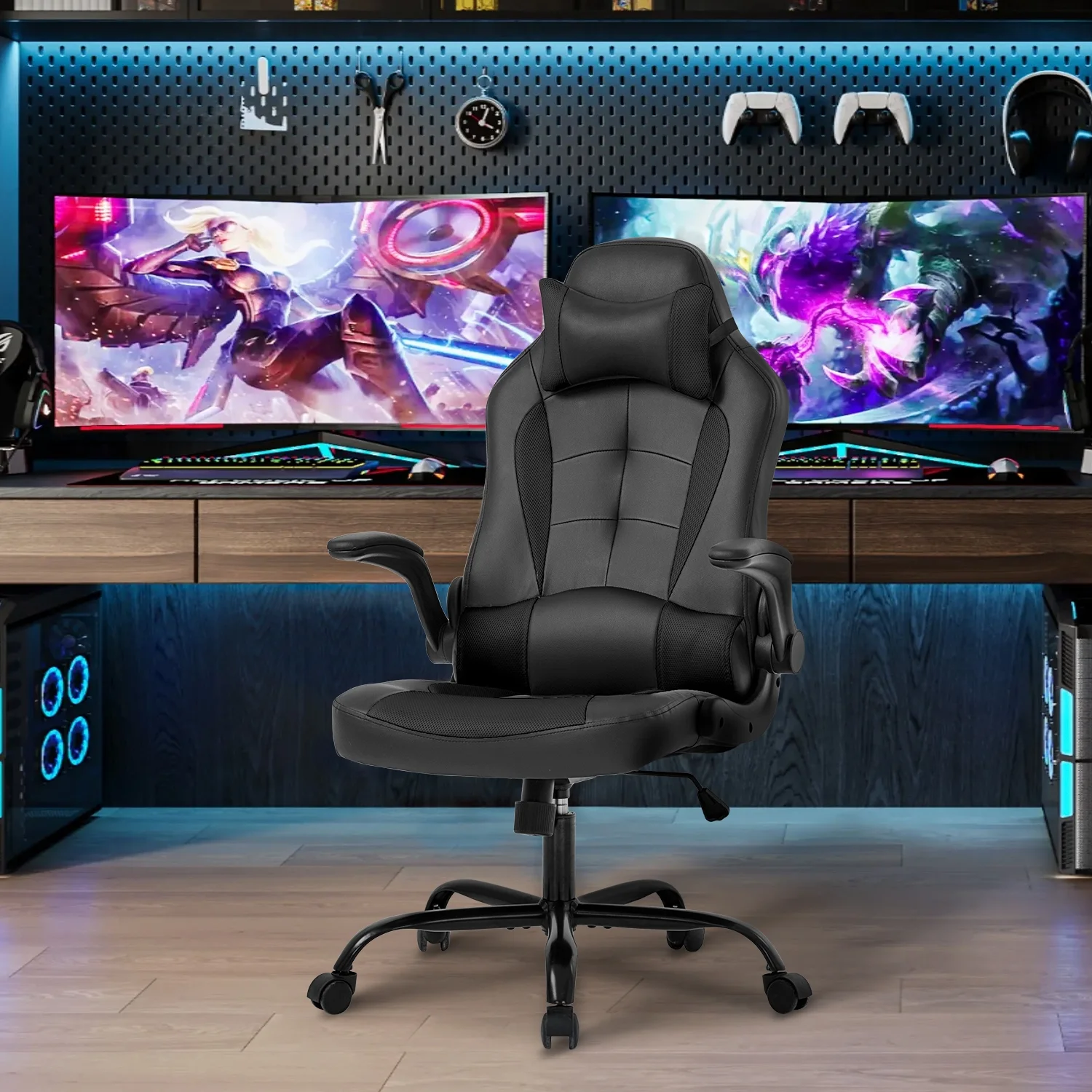 BestOffice Ergonomic Gaming Chair, Lumbar Support, Swivel Rolling for Men, Women(Black)