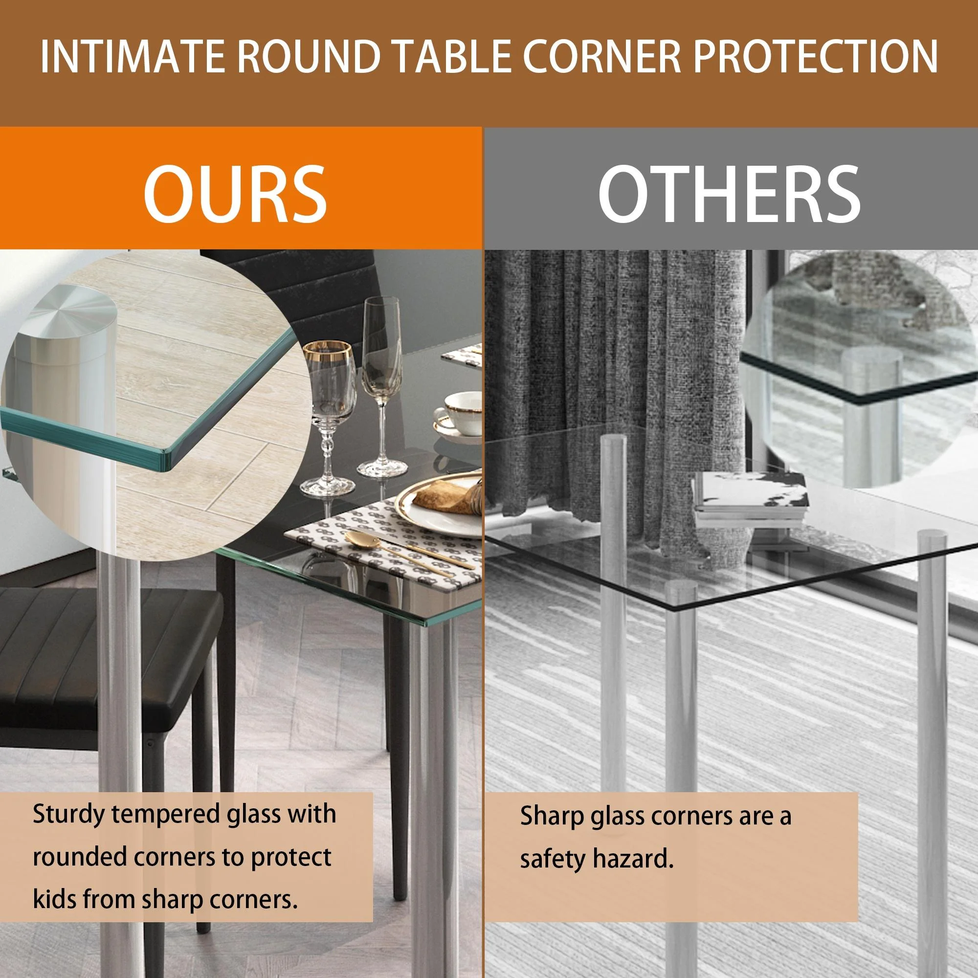 uhomepro White Kitchen Table Set, 5 Pieces Dining Table Set, Tempered Glass Dining Table and Chairs Set for 4, Upgraded Iron Dining Room Table Set with 4 PU Leather Chairs