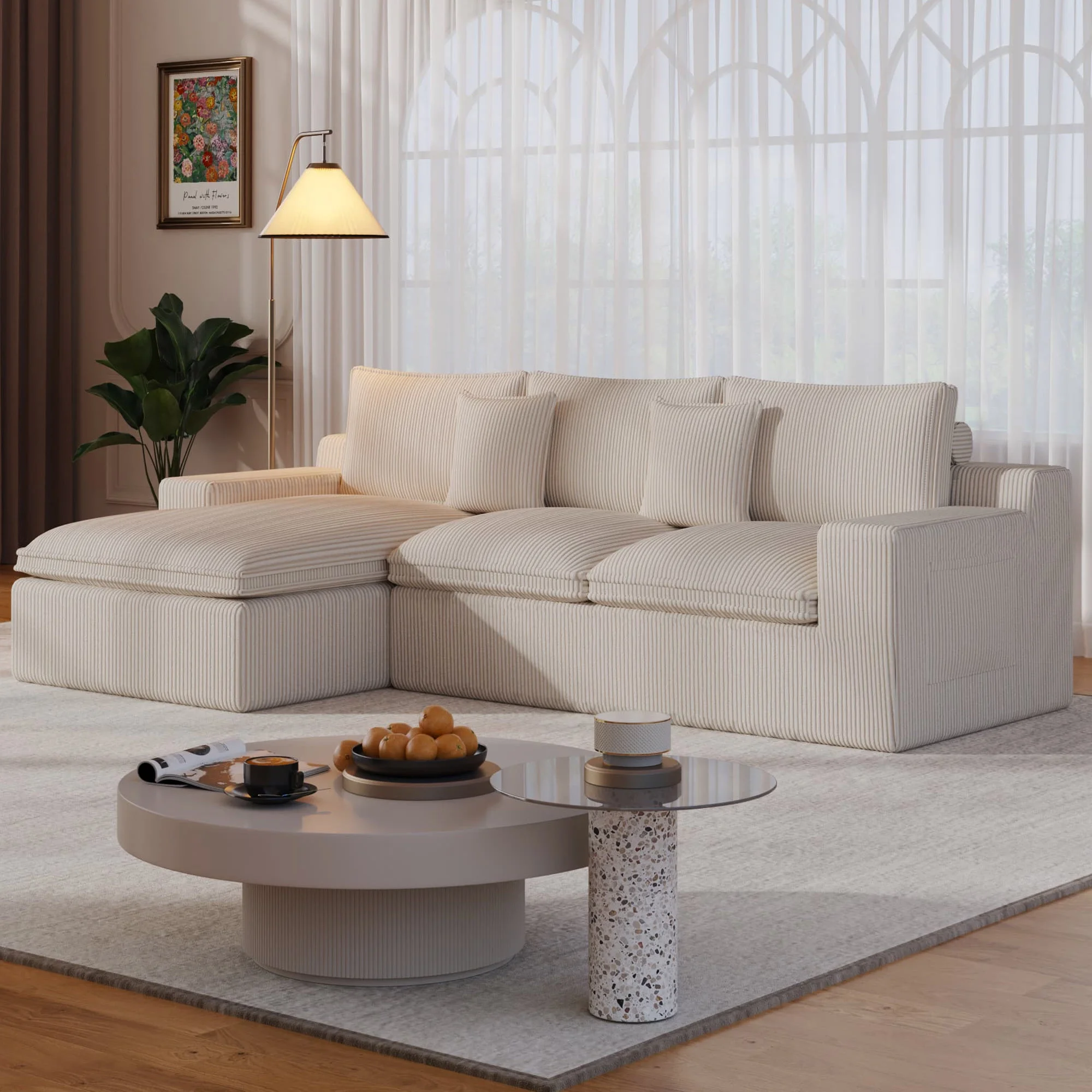 108�� Modular Sectional Sofa, Cloud Sectional Couch with Deep Seat, Modern Modular L-Shape Sofa Couch with Chaise,Upholstered Couches for Living Room Bedroom