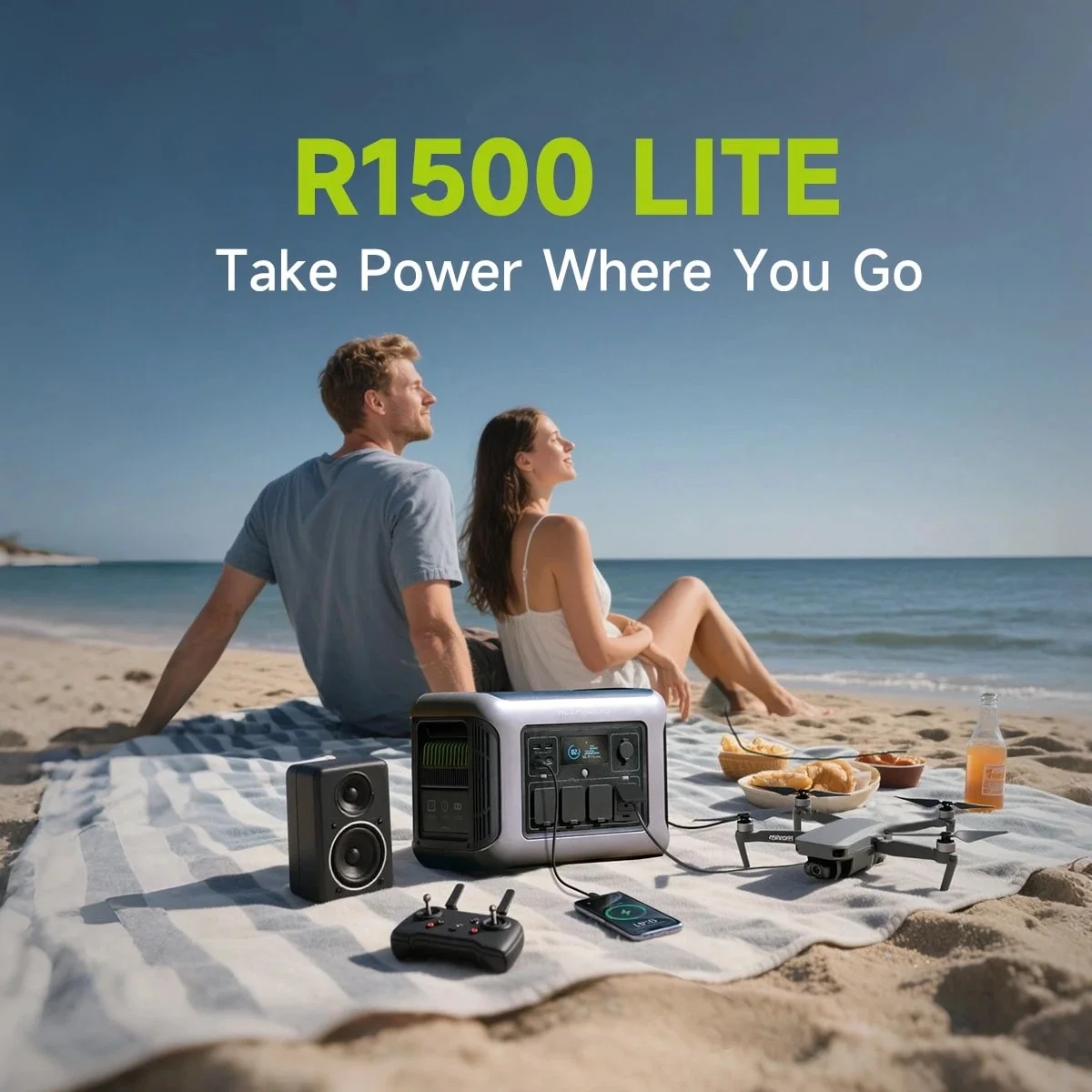 ALLPOWERS R1500 Portable Power Station 1600W, 1056Wh LiFePO4 Battery Solar Generator with 35dB Ultra-Quiet Operation, 1Hr Fast Charge, 15ms UPS for Home Backup, Indoor CPAP, Camping & RV