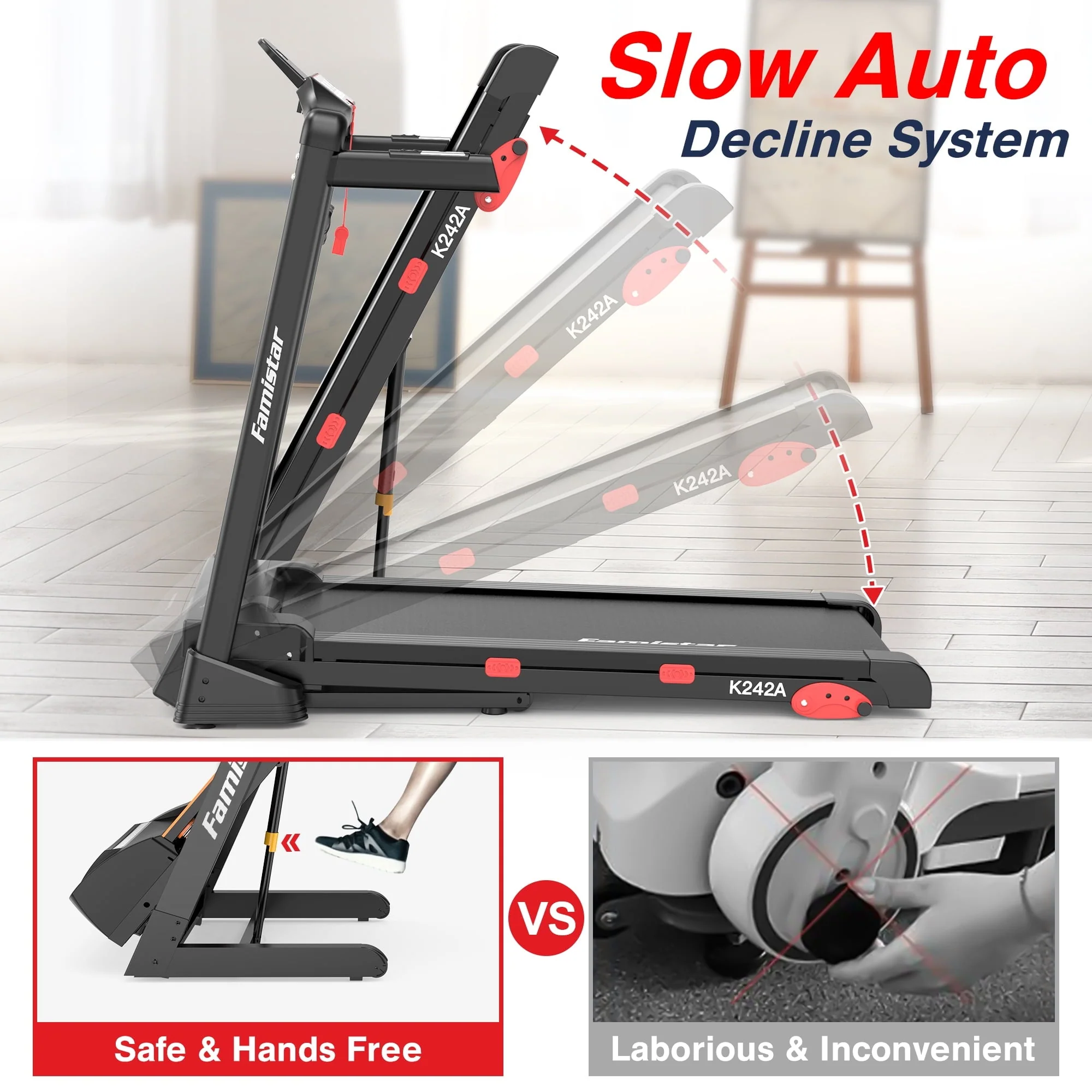 Folding Treadmill Clearance for Home with Adjustable Incline, Smart APP, 8MPH Speed, 250lbs, HiFi Bluetooth Speakers, 15 Programs 3 Modes, 3.0HP Foldable Compact Treadmill Walking Running Machine