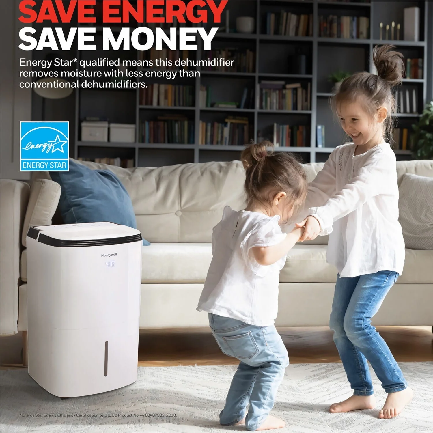 Honeywell 50 Pint Energy Star Dehumidifier with Pump for Basements & Large Rooms Up To 4000 Sq. ft.