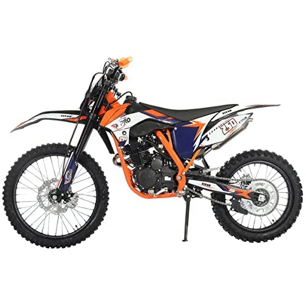X-Pro Brand New Titan 250cc Gas Pit Dirt Bike with LED Headlight, 5-Speed Manual Transmission, Electric/Kick Start! Big 21