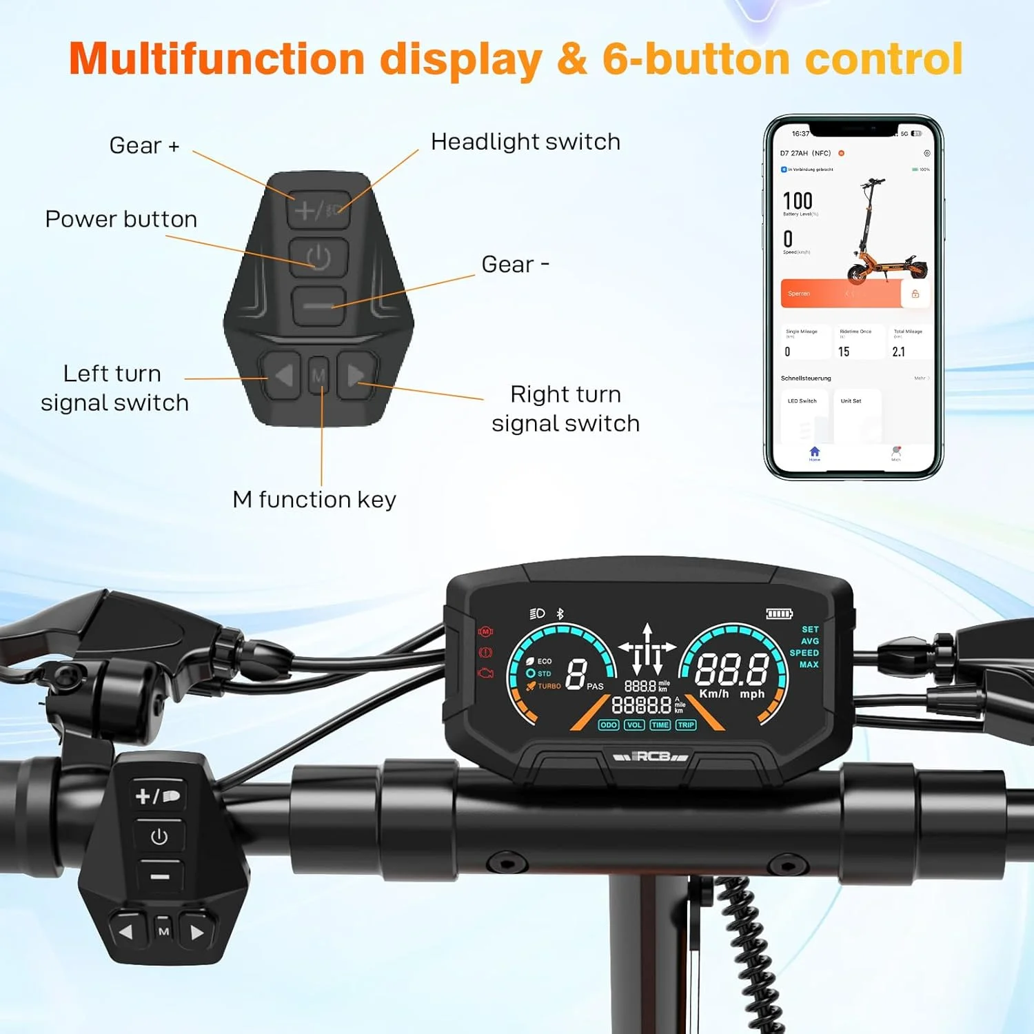 Electric Scooter for Adults, Max 70miles Range, 1000W Motor, 48V 27Ah Battery, 10