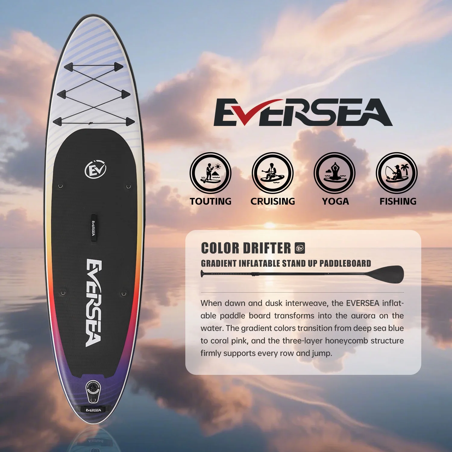 MSEASFREE 10' Inflatable Stand up Paddle Board,with Premium SUP Paddle Board Accessories,Non-Slip Comfort Deck for Youth & Adults