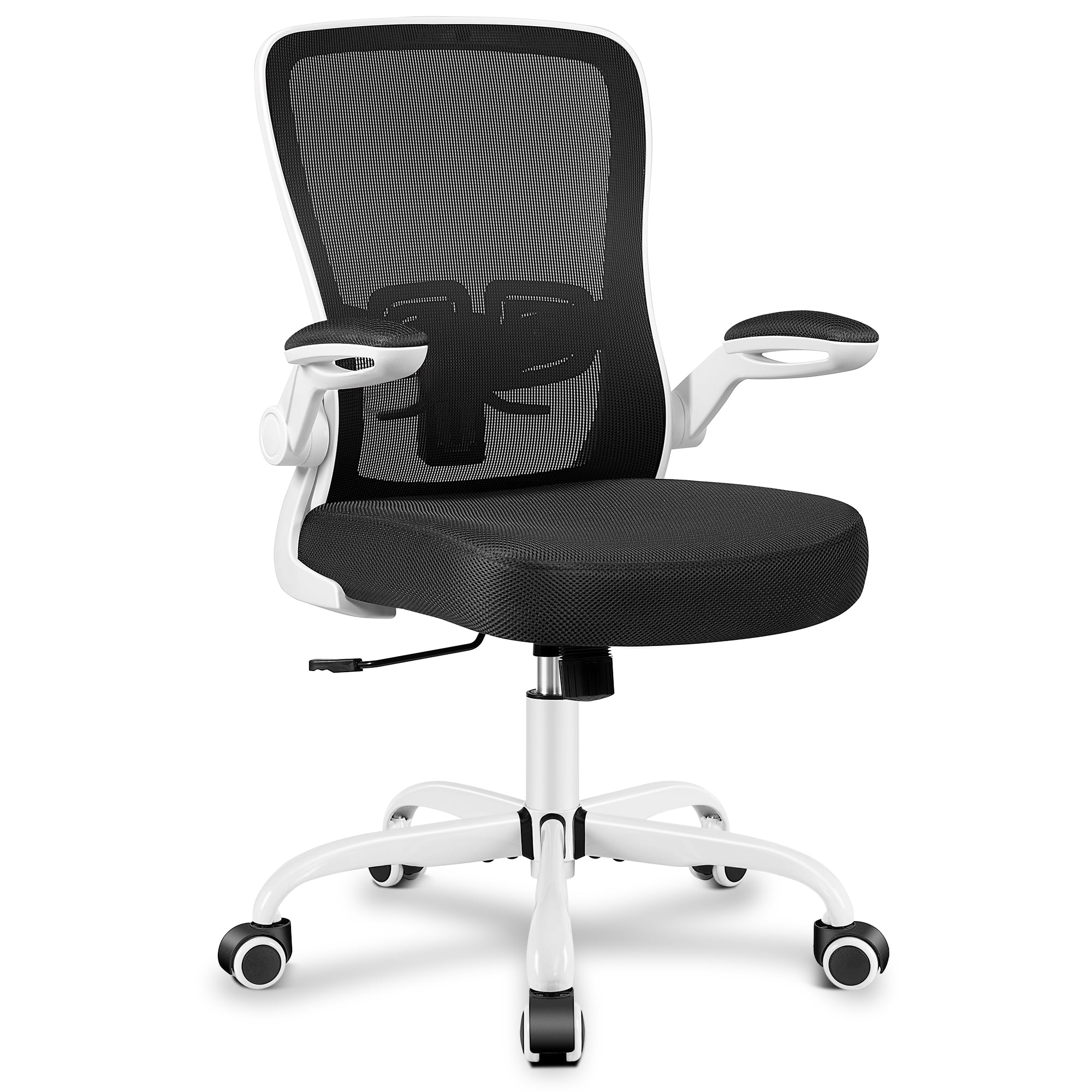COOLHUT Ergonomic Office Chair, 400LBS Task Chair, Comfort Desk Chair with Adjustable Lumbar Support and Flip up Arms, Black
