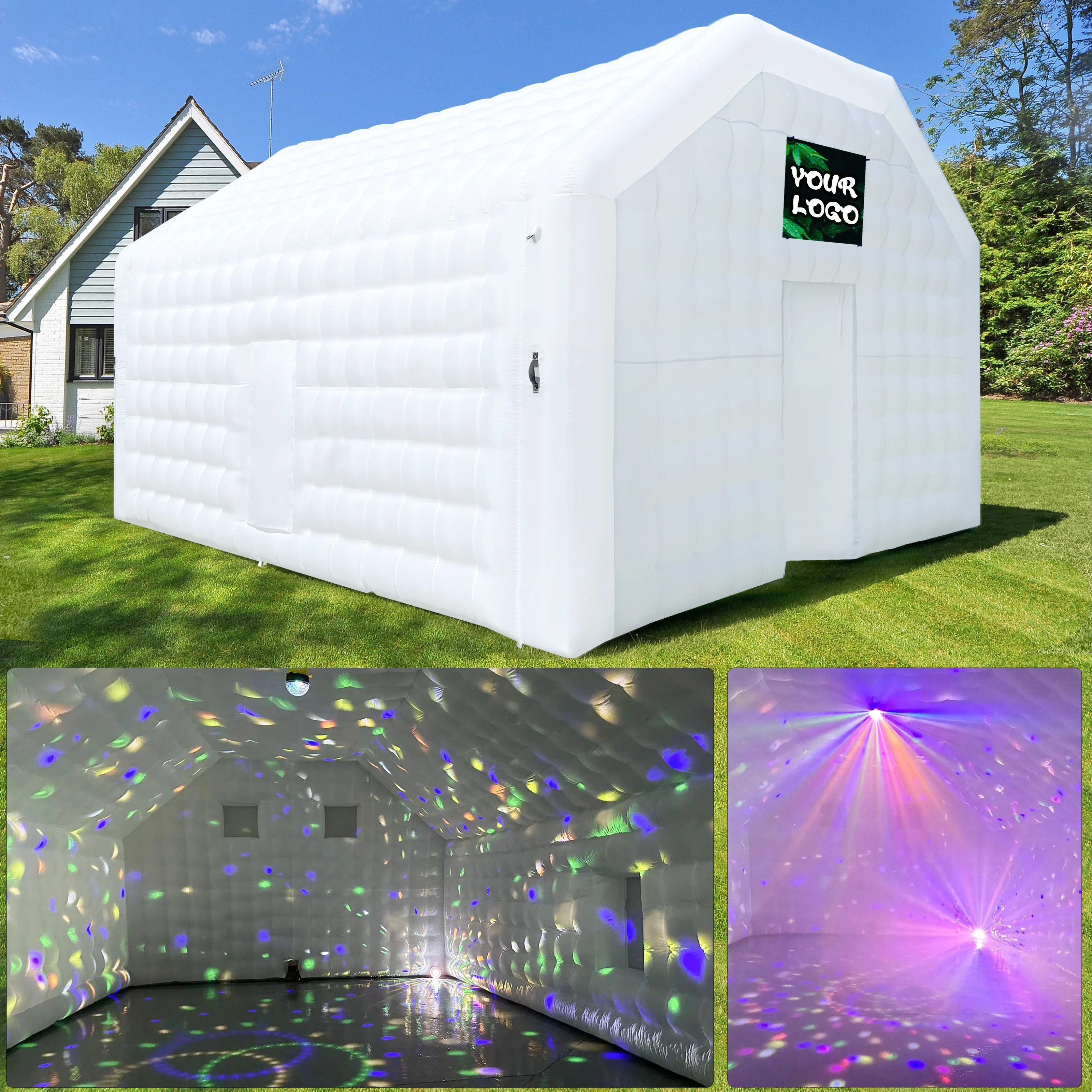 WARSUN 60 Person Large inflatable Party Tent with Disco Cube