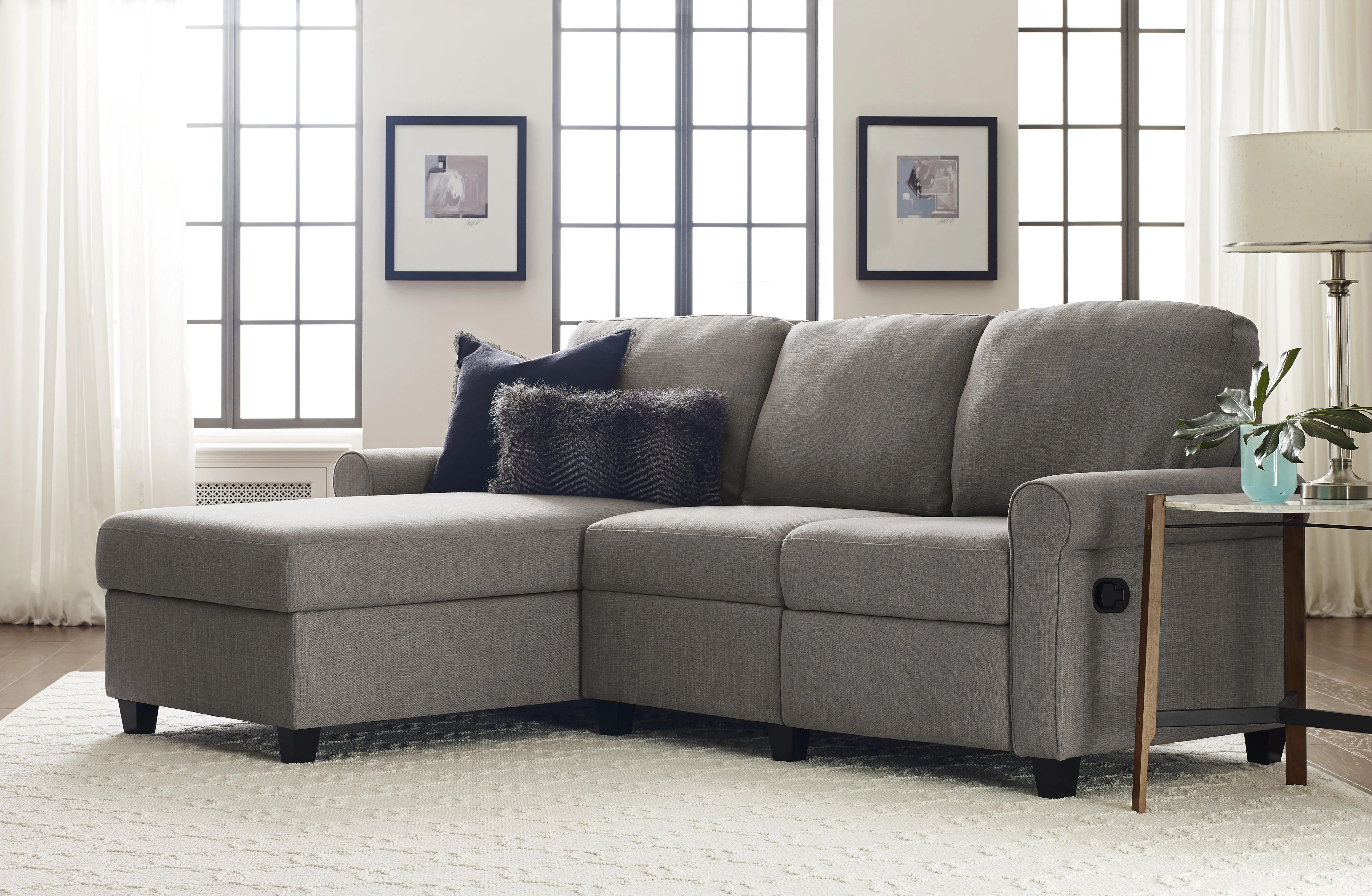 Serta Copenhagen Reclining Sectional with Right Storage Chaise - Oatmeal